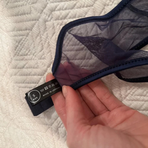 NEW Navy Blue Rosemary Mesh Suspender, Marie Mur,  S - Picture 3 of 4